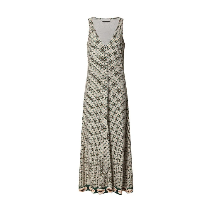 Stylish Geometric Print Dress With Button